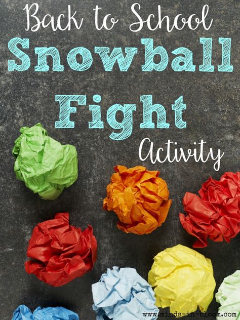 This back to school "snowball" fight activity will have your students getting up and moving around the classroom to get to know each other. Extend the activity by repeating it with new facts--or use the same ones again! First Week Activities, First Day Activities, Get To Know You Activities, First Day Of School Activities, College Courses, Ice Breaker, Teacher Things, Beginning Of The School Year, School Games