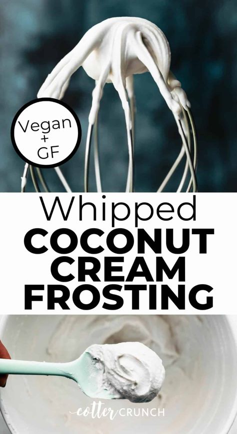 The frosting of your dreams! Vegan Whipped Coconut Cream Frosting is made with coconut cream and is silky smooth. Chocolate option! Coconut Milk Frosting, Vegan Frosting Recipe, Vegan Coconut Cream, Vegan Carrot Cake Cupcakes, Conscious Plant Kitchen, Coconut Milk Whipped Cream, Recipes With Coconut Cream, Coconut Cream Frosting, Whipped Coconut Cream