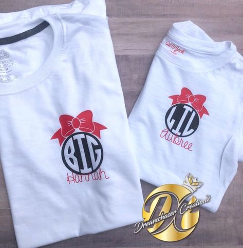 Cheer Gift Ideas, Big Sis Lil Sis Gifts, Cheer Sister Gifts, Big Lil Gifts, Monogram Shirt, Big Little Shirts, Little Sister Gifts, Big Sister Little Sister