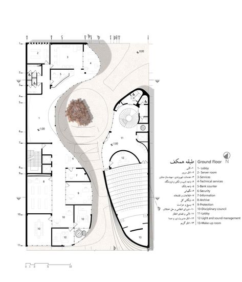 YNO Building - 13° Architecture Studio Arches Architecture Modern Building, Conceptual Plan Architecture, Art Museum Architecture Design, Organic Interior Architecture, Art Gallery Plan Architecture, Gallery Plan Architecture, Organic Architecture Plan, Library Floor Plan Architecture, Tree Concept Architecture