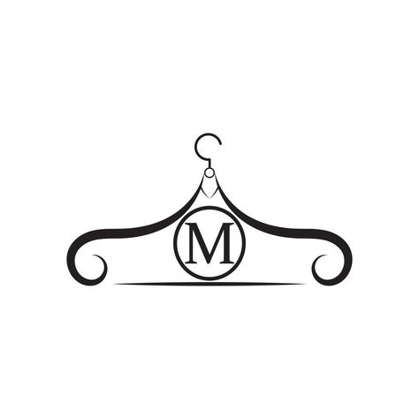 Fashion vector logo. Clothes hanger logo. Letter M logo. Tailor emblem. Wardrobe icon - Vector design Clothes Design Logo, Hangers Clothes Design, Logo Tailor, Tailor Logo Design, Logo Clothes, Hanger Logo, Tailor Logo, Clothing Logo Design, Letter M Logo