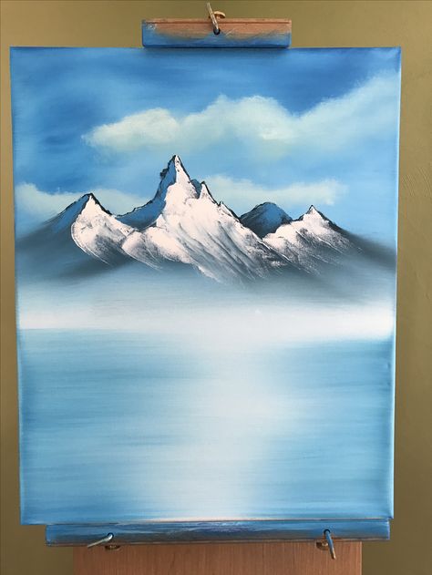 Mountain Canvas Art, Mountain Painting Easy, Snowy Mountains Painting, Items To Paint, Acrylic Mountain Painting, Mountain Scenery Painting, Canvas Art Simple, Cloud Painting Acrylic, Mountain Painting Acrylic