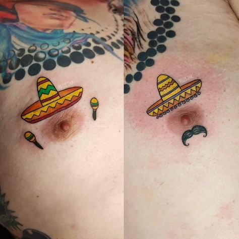 Weirdest Tattoos, Funny Two Person Tattoos, Tacky Tattoos, Funny Tattoo Matching, Tattoos For Guys Unique, Funniest Tattoos, Mini Funny Tattoo, Funny Tattoo Ideas For Friends, Hilarious Tattoos