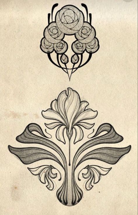 Fem Neck Tattoos, Art Neavou Tattoo, Art Nevou Tattoo, Art Nouveau Filigree, Art Noveau Flores, Art Nuevo Tattoo, Art Nouveau Tattoos, Art Neauveau Tattoos, Artnouveau Drawing