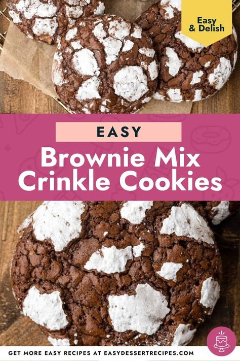 Enjoying brownies just got a whole lot easier thanks to this Brownie Mix Crinkle Cookies recipe. In no time, you’ll be biting into a chocolate dessert that will satisfy any craving. Brownie Mix Crinkle Cookies, Quick Easy Brownies, Chocolate Cookie Recipes Easy, Crackle Cookies, Brownie Mix Cookies, Crinkle Cookies Recipe, Easy Dessert Recipes, Chocolate Crinkle Cookies, Chocolate Crinkles