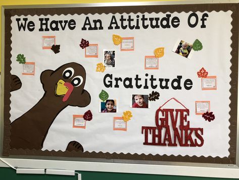 Turkey thanksgiving bulletin board. We have an attitude of gratitude. November 2018 Thanksgiving Bulletin Board Ideas Middle School, Thanksgiving Pe Bulletin Boards, Funny Thanksgiving Bulletin Board, Gratitude Board Classroom, Bulletin Board November Ideas, Gratitude Door Decorations Classroom, Thankful Bulletin Board Ideas For School, Gratitude Wall Ideas For Work, Thanksgiving Ra Bulletin Boards