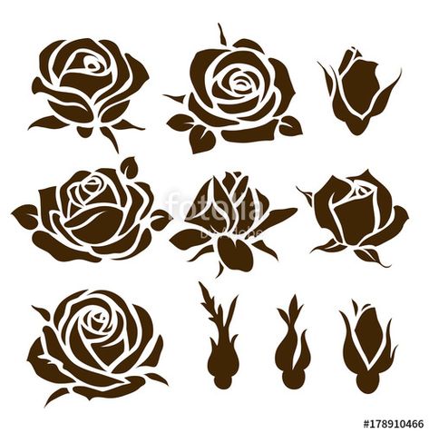 Rose Icon Flower, Ako Kresliť, Rose Stencil, Flower Silhouette, Rose Drawing, Flower Stencil, Silhouette Stencil, Floral Drawing, Stencil Patterns