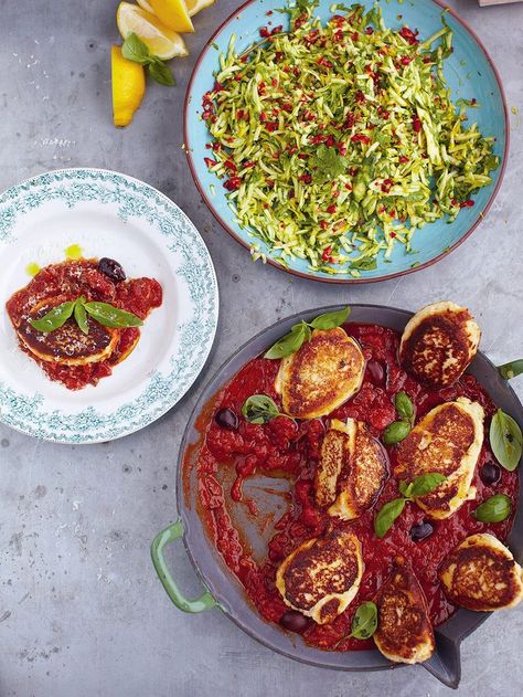 Ricotta fritters | Cheese recipes | Jamie Oliver recipes Recipes With Ricotta, Recipes With Ricotta Cheese, Jamie Oliver 15 Minute Meals, Jamie's 15 Minute Meals, Courgette Salad, 15 Min Meals, Ricotta Fritters, Braised Greens, Jamie Oliver Recipes