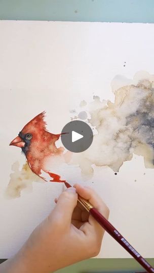 5.3K views · 1.5K reactions | Watercolor Cardinal painting 

#birdtober #birdtober2024 prompt by @aholmesartstudio | Kiley Busko | painted_wing · Original audio How To Paint A Cardinal In Watercolor, Cardinal Watercolor Painting Easy, Watercolour Cardinal, Watercolor Birds Tutorial, Watercolor Cardinal, Watercolor Painting Easy, Cardinal Watercolor, Cardinal Painting, Watercolor Tips