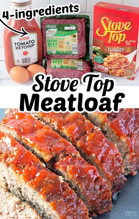 Four Ingredient Meatloaf Recipe, Meatloaf Stuffed With Stove Top Stuffing, Easy Delicious Meatloaf Recipes, Easy Meatloaf Recipe With Stove Top Stuffing Meat Loaf, Meatloaf With Stove Top Stuffing Muffins, 4 Ingredient Meatloaf With Stuffing, Easy 2 Lb Meatloaf Recipe, Easy Stuffing Meatloaf, Meatloaf And Stuffing Recipe