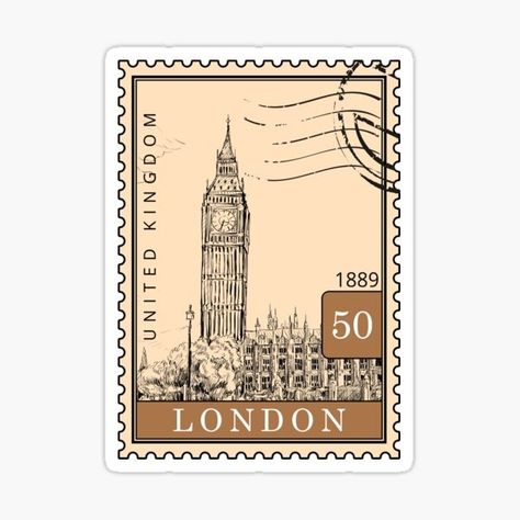 Stamp Stickers for Sale | Redbubble Postage Stamp Stickers, London Stamp Tattoo, Vintage Stamps Printable, Ireland Stamp, Vintage Post Stamps, London Stamp, Vintage Aesthetic Stickers Printables, London Sketch, Stamp Stickers