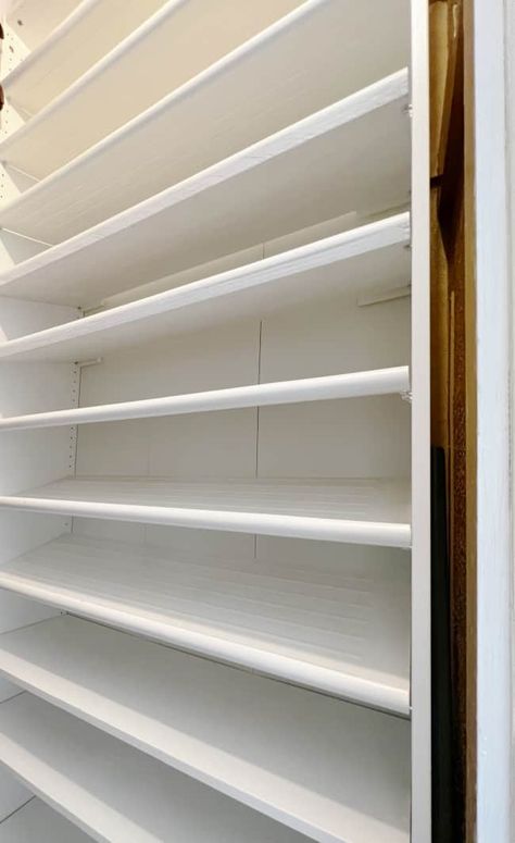 Shoe Storage Deep Closet, Diy Shoe Shelf For Closet, Diy Shoe Rack In Garage, Wall Mounted Shoe Storage Closet, Walking Closet Shoe Organizer, Bookshelves For Shoes Storage, Build A Shoe Rack In Closet, Open Shelving Shoe Storage, Diy Shoe Rack In Closet