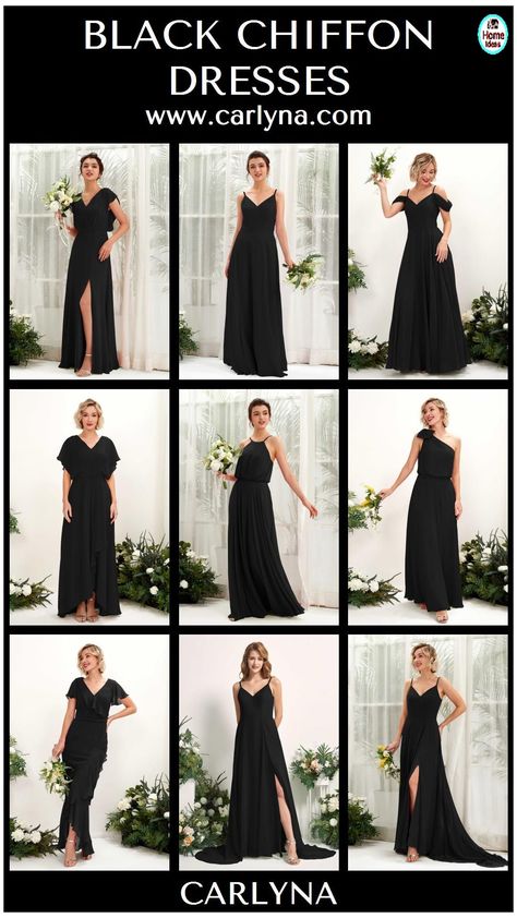 Black Dresses For Bridesmaids, Black Bridesmaid Dresses Mismatched, Black Bridesmaid Dress Mismatched, Bridesmaid Dresses Black, Black Bridesmaids Dresses, Outfit Inspo Spring, Outfits Con Jeans, Black Bridesmaid, Princess Silhouette