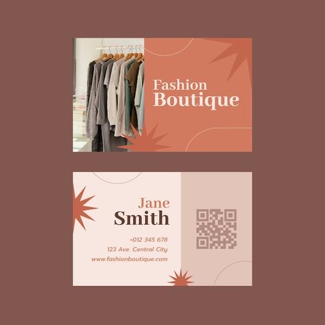 Free vector flat design fashion boutique... | Free Vector #Freepik #freevector #clothing-business-card #visit #business-card #business-card-template Cloth Visiting Card, Fashion Visiting Cards Design, Visiting Cards Design For Boutique, Visiting Card For Boutique, Fashion Visiting Card, Business Card Fashion Designer, Fashion Business Card Design, Boutique Visiting Card Designs, Graphic Designer Visiting Card