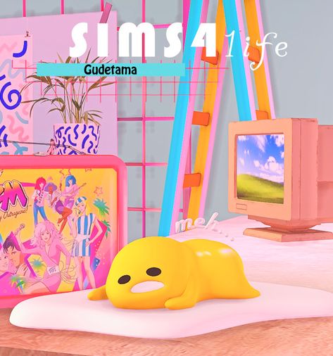 Sims 4 Gudetama Cc, Self Care Sims 4 Cc, Pompompurin Sims 4 Cc, Sims4life Cc, Sweet Egg, Manga Shelf, Sims 4 City Living, 4 Aesthetic, Ts4 Mods