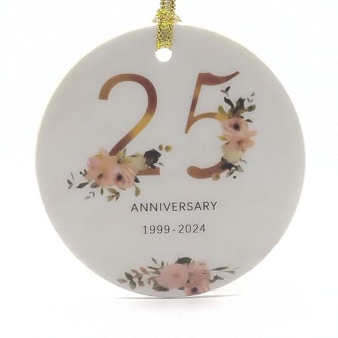 PRICES MAY VARY. 25th Wedding Anniversary Gift:For couples celebrating this milestone,25th Anniversary Ornament would be a touching gift. 25th Anniversary Christmas Decorations:25th anniversary Christmas ornament is made of high grade ceramics,glossy finish,simple and elegant.It can be hung on the Christmas tree and make Christmas special! 25th Anniversary Keepsake:The embossed lettering and patterns make it a worthy keepsake of love and commitment.It's a nice collection. Best Wishes for 25th An 25th Anniversary Gifts For Parents, 50 Years Married, 25 Wedding Anniversary Gifts, 25th Anniversary Gifts, Anniversary Ornament, Anniversary Gifts For Parents, Married Christmas, 2nd Anniversary, 25th Wedding Anniversary