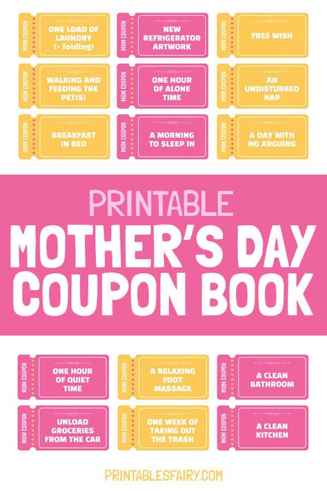 Looking for a DIY gift for mom? These Mother's Day Coupons are cute, inexpensive, and easy to set up in just a few minutes. #MothersDayCoupons #MothersDayGifts #MothersDayPrintable Coupons Template, Mom Coupon Book, Inexpensive Gifts For Men, Mother's Day Coupons, Diy Gifts For Mothers, Mom Coupons, Candy Quotes, Gift Coupon, Diy Coupons