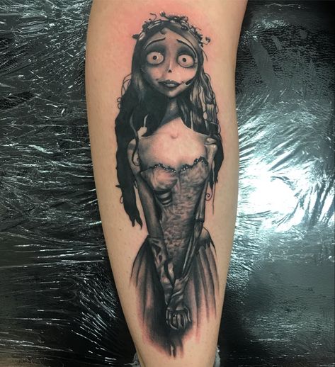 Tattoos Corpse Bride, Corpse Bride Sleeve Tattoo, Emily And Victor Tattoo, Tattoo Ideas Corpse Bride, Corpes Bride Tattoos, The Corpse Bride Tattoo Ideas, Corpse Bride Tattoo Design, Emily Tattoo Corpse Bride, Corpse Bride Emily Tattoo