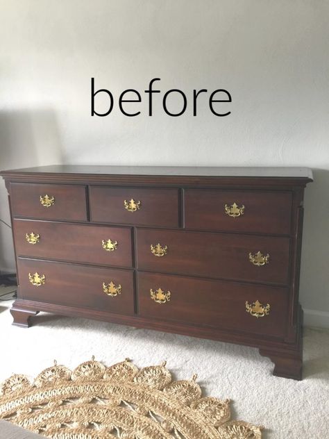 Fusion Mineral Paint Dresser, Wood Dresser Makeover, Cherry Wood Bedroom Furniture, Wood Dressers Makeover, Cherry Wood Bedroom, Dark Wood Dresser, Cherry Bedroom Furniture, Cherry Bedroom, Dresser Makeovers