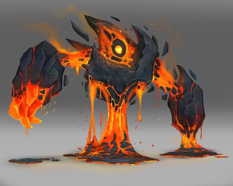 Lava Elemental, Lava Golem, Elemental Spirits, Dragon Air, Fire Elemental, Monster Artwork, Mythical Creatures Fantasy, Super Powers Art, Dungeons And Dragons Classes