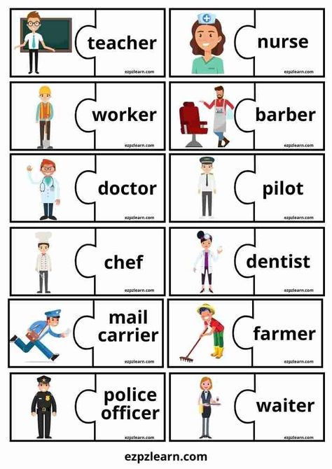 English Teaching Aids Ideas, Jobs For Kids, English Vocabulary Games, Free English Courses, English Games For Kids, Ingles Kids, Teach English To Kids, Grammar For Kids, English Activities For Kids