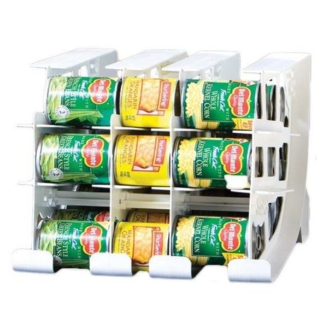 Can rotating system. You can also make one yourself easily. Food Shelf Life, Food Shelf, Can Dispenser, Canned Foods, Canned Food Storage, Wall Storage Unit, Food Storage Organization, Pantry Organizers, Can Storage