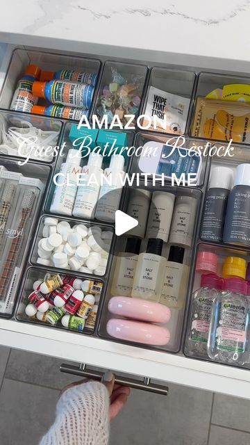 Sam Shannon on Instagram: "finally restocked my guest bathroom drawers 🕊️ #bathroomrestock #bathroomcleaning #guestbathrestock #asmrrestock #restocking #restockasmr #amazonbathroomfinds #amazonbathroommusthaves #organizedbathroom" Organization For Bathroom Drawers, Guest Bedroom Toiletries, Guest Drawer Bathroom, Organize Guest Bathroom, Guest Bathroom Stock Ideas, Makeup Organization In Drawers, Restock My Guest Bathroom, Restock Guest Bathroom, Guest Bathroom Essentials Products