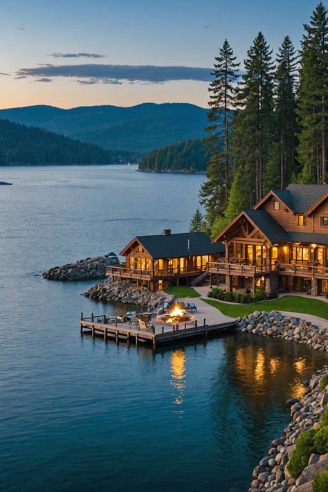 Lakeside Luxury: Unwind at the Best Resorts in Coeur d'Alene Coeur D'alene Idaho, Lakeside Resort, Hudson Homes, Winter Cabin, Coeur D'alene, Log Cabin Homes, Best Resorts, House Architecture Design, Cabin Homes