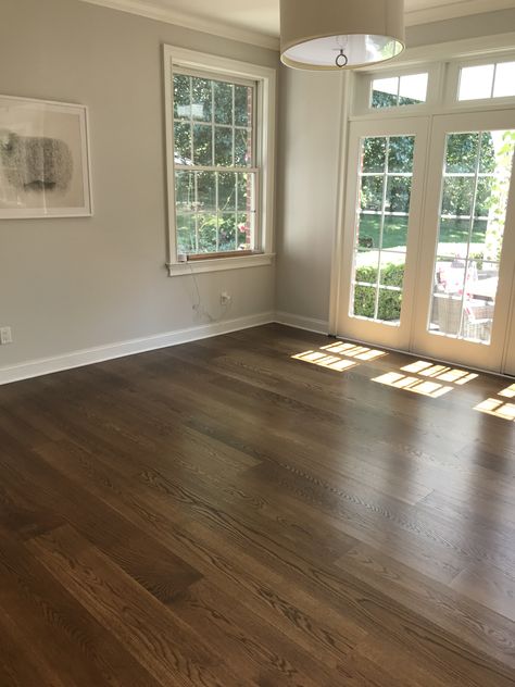 Laminent Flooring Ideas, Dark Tile Wood Flooring, Living Room With Medium Wood Floors, Mocha Hardwood Floors, Dark Wood Stained Floors, Laminate Wood Flooring Dark, Traditional Wood Floor Colors, Walnut Colored Floors, Dark Wood Floor Room Ideas