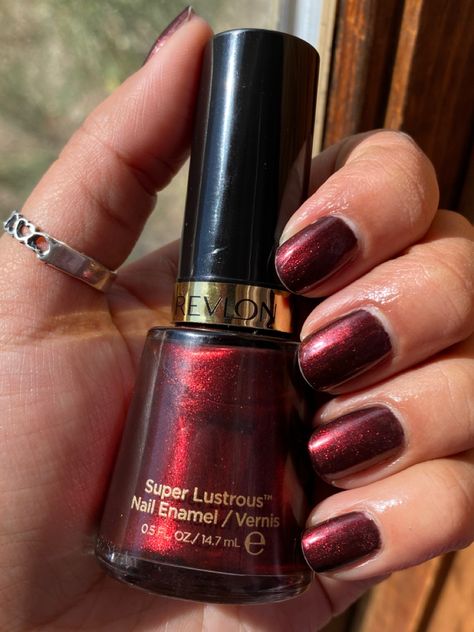 #divine#divinebyrevlon#revlonnailpolish#nailpolishideas#darkrednails#shortnails#naturalnails#nailsofinstagram#revlon Revlon Love That Red, Aka Nails, Revlon Uniq One, Revlon Divine Nail Polish, Revlon Softsilver Rose, Revlon Nail Polish, Kawaii Nails, Elegant Nails, Revlon