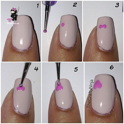 Going to try with Avon's nail dotting tool and speed dry nail polish. DIY Heart Nails Valentines Day Nails For Beginners, Nails Heart Tutorial, Heart Tutorial Nails, Valentines Nail Art Designs Short, How To Make Hearts On Nails, Heart Nail Tutorial, Heart Nails Diy, Beginner Nails, Gel Moment