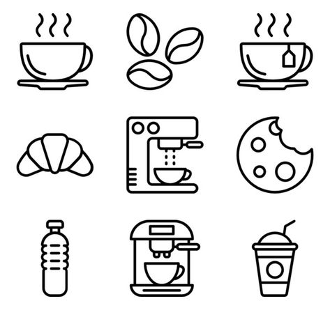 Coffee Drawing Easy, Stickers Design Ideas, Coffee Cup Drawing, Coffee Embroidery, Kartu Pokemon, Icon Inspiration, Coffee Doodle, Penanda Buku, Cup Stickers