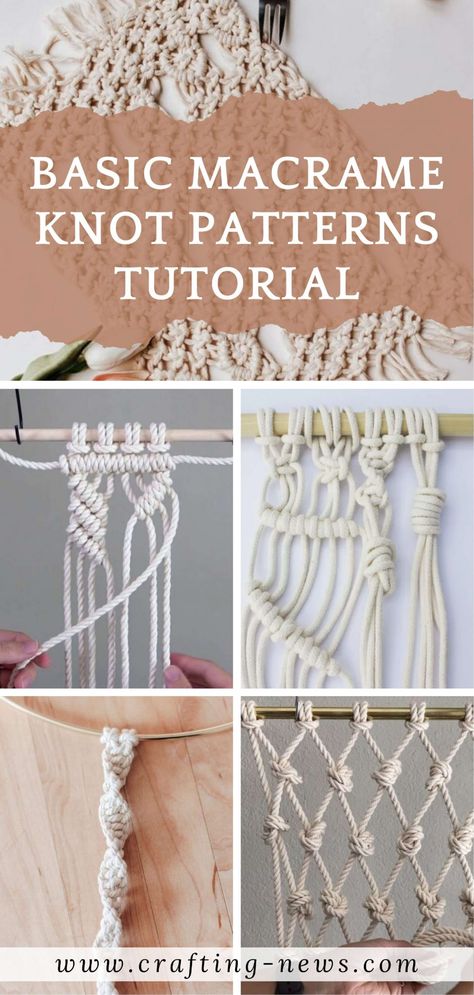 Basic Macrame, Macrame Wall Hanging Tutorial, Free Macrame Patterns, Macrame Plant Hanger Tutorial, Macrame Plant Hanger Patterns, Macrame Knots Tutorial, Makramee Diy, Macrame Knots Pattern, Diy Macrame Plant Hanger