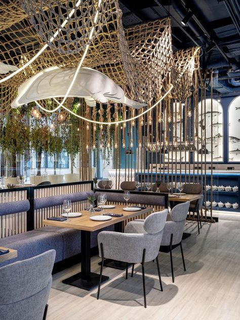 Ocean Restaurant, Boat Restaurant, Restaurant Design Inspiration, Modern Restaurant Design, Modern Restaurant, Retail Design Blog, Restaurant Interior Design, Seafood Restaurant, Restaurant Interior