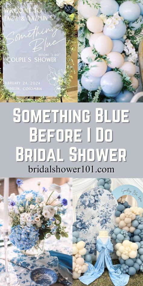 Vintage Glam Bridal Shower Ideas, Something Blue Favors, Something Blue Bridal Shower Brunch, Something Blue Shower Ideas, Something Blue Bridal Shower Decorations, Blue Wedding Shower Theme, Dusty Blue And Navy Bridal Shower Ideas, Bridal Shower Aesthetic Theme, Winter Bridal Shower Themes Ideas