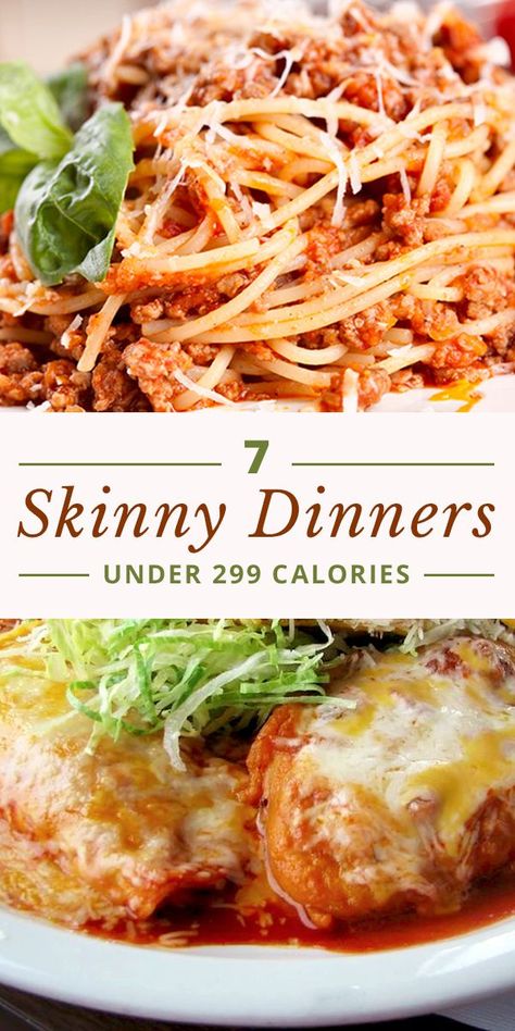 We’re making your weight loss journey a little easier by sharing 7 Skinny Dinners Under 299 Calories! #lowcaloriedinners #weightloss #weightwatchers 300 Calorie Meals, Resep Pasta, Plats Healthy, Low Calorie Dinners, Overnight Oat, Calorie Meals, Diner Recept, Low Cal Recipes, Makanan Diet