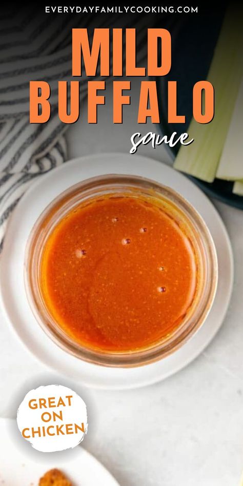 My mild Buffalo sauce is slightly spicy without being overpowering, thanks to the addition of sweet tomato sauce. It’s perfect for wings, dressings, sandwiches, and more and is ready in 10 minutes! Mild Buffalo Sauce Recipe, Mild Sauce Recipe, Mild Buffalo Sauce, Easy Buffalo Sauce, Buffalo Wings Sauce Recipe, Easy Homemade Buffalo Sauce, Sweet Tomato Sauce, Chicken Wing Sauce Recipes, Buffalo Chicken Sauce