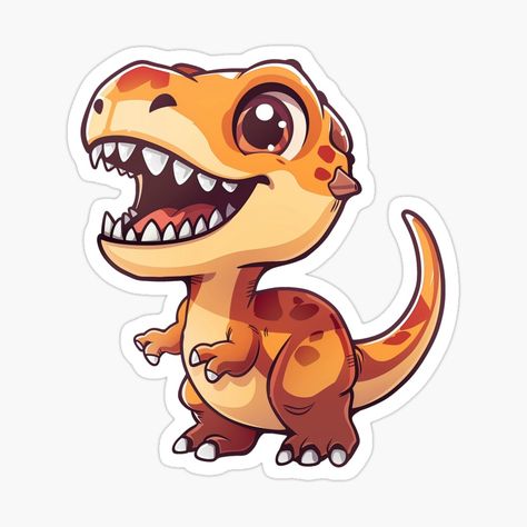 Get my art printed on awesome products. Support me at Redbubble #RBandME: https://www.redbubble.com/i/sticker/Cute-Orange-T-Rex-Dinosaur-by-IIA-Shirts/160368018.EJUG5?asc=u Dinosaur Images Pictures, Birthday Timeline, T Rex Cute, T Rex Cartoon, Orange Dinosaur, Cute T Rex, Dinosaur Cartoon, Giant Animals, Dinosaur Images