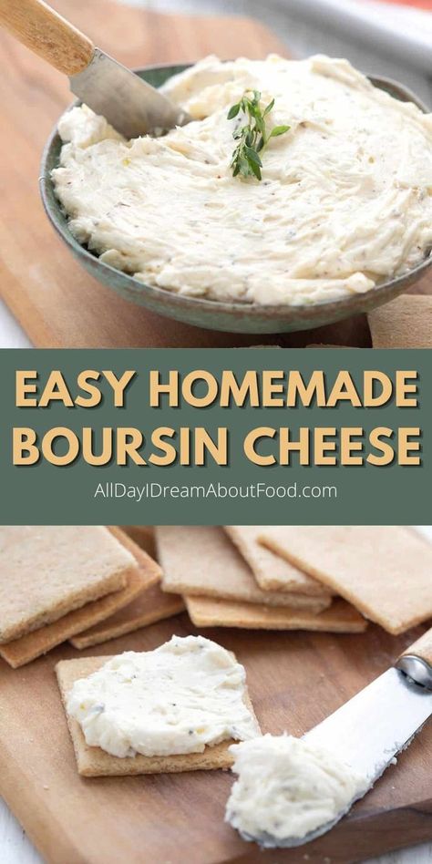 Homemade Boursin is a creamy garlic and herb cheese spread that's impossible to resist. It may just be the perfect appetizer! Grab some of your favorite keto crackers and let's dig in. Homemade Boursin Cheese Recipe, Homemade Boursin Cheese, Homemade Boursin, Boursin Cheese Recipes, Boursin Recipes, Diy Easy Recipes, Homemade Mixes, Boursin Cheese, Keto Cheese