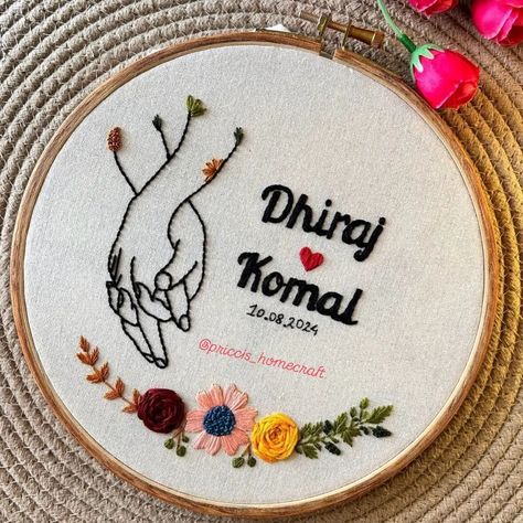 It's too much pretty 🌸😍... Custom handmade embroidery hoop 💖🥳 Dm us for order 🎁 @priccis_homecraft Embroidery Couple, Engagement Hand, Wedding Embroidery Hoop, Embroidery Hoop Decor, Embroidered Products, Artwork Unique, Embroidery Artwork, Wedding Hoop, Ring Ceremony