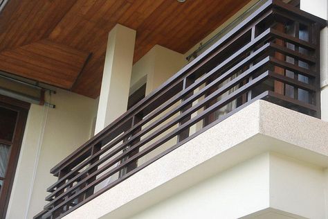 Timber Hand rails by adeptasia, via Flickr Modern Iron Railings Outdoor, Balcony Railing Design Modern, Reling Design, Iron Railings Outdoor, Steel Grill Design, Beige Nail, Design Balcony, Iron Balcony Railing, Balcony Glass Design