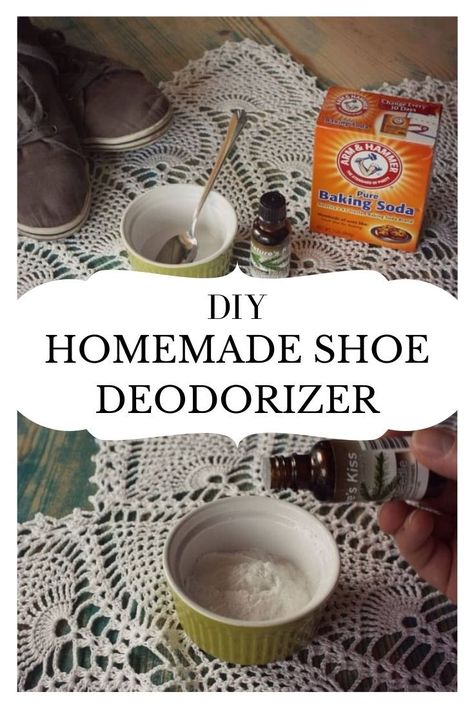 This simple to make diy shoe deodorizer only uses two ingredients, works awesome, and takes virtually no time to make. Baking soda is an awesome odor absorber, as you might know from using it in your fridge or somewhere else smelly.  The baking soda is what does all the hard work in this homemade shoe deodorizer.  It will pull whatever nasty odors might be hiding inside of your shoes. Diy Shoe Deodorizer Spray, Baking Soda Deodorizer, Diy Shoe Freshener, Shoe Deodorizer Diy Essential Oils, Shoe Freshener Diy, Getting Smell Out Of Shoes, Diy Shoe Deodorizer Bags, Sneaker Deodorizer Diy, Shoe Smell Remover Diy