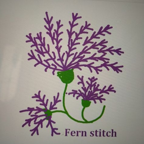 Can be used for flowers as well as leaves. Fern Stitch, Hand Embroidery Designs, Color Wheel, Fern, Hand Embroidery, Machine Embroidery, Embroidery Designs, Wheel, Embroidery