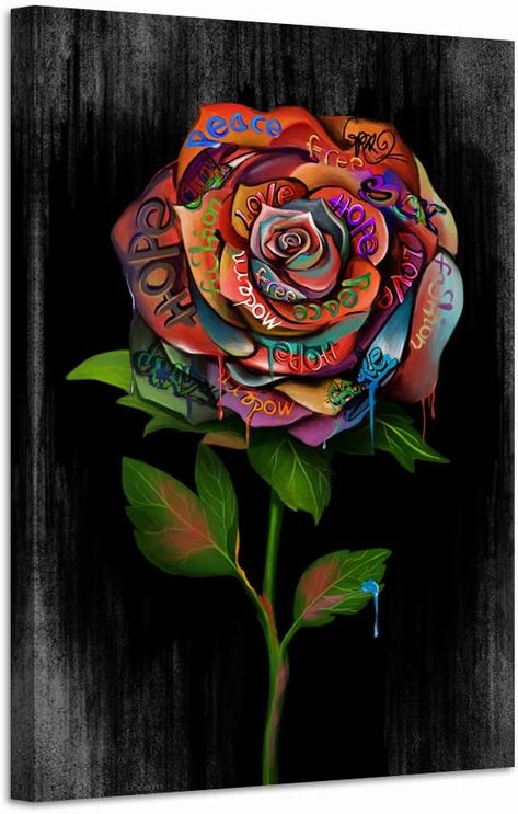 Photos For Home Decor, Realistic Flower Drawing, Peace Wall Art, Modern Graffiti, Graffiti Flowers, Canvas Wall Art Abstract, Creative Wall Painting, Poster Art Prints, Graffiti Canvas