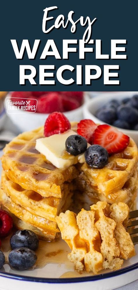 This easy waffle recipe uses simple ingredients from your pantry and can be made in less than 15 minutes. Making waffles from scratch is a breeze and doesn’t take much more effort than buying a box mix. Plus, homemade waffles taste far better than store-bought mix waffles. Make up a big batch and freeze the rest for later. Simple Waffle Batter, Wheat Waffles Recipe, Simple Waffle Mix Recipe, Easy Fluffy Waffle Recipe, Waffles Easy Recipe, Crunchy Waffles Recipe, Mini Waffle Recipes Easy, Easy Simple Waffle Recipe, Diy Waffle Mix Recipes Easy