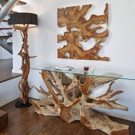 DIY/ EPOXY/ WOOD on Instagram: “Do you like this all driftwood set?  Follow us @hobbyartclass for more!  #driftwood #liveedge #epoxy #woodcraft #resin #wood #woodworking…” Driftwood Furniture, Epoxy Wood Table, Kursi Bar, Wood Craft Projects, Log Furniture, Diy Holz, Wood Crafts Diy, Into The Woods, Wood Console