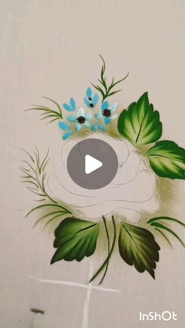 Floral Pattern Painting, Slow Video, Painting On Cloth, Freehand Painting, Fabric Colour Painting, Flower Pattern Drawing, Painting Flowers Tutorial, Painting Fabric, Fabric Painting Techniques