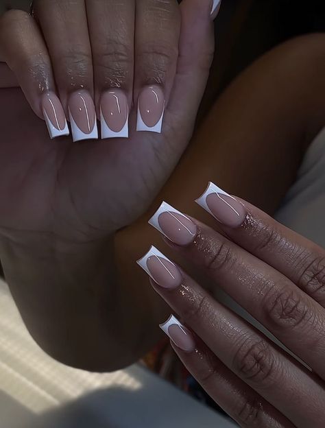 White Tip Acrylic Nails, French Tip Acrylic Nails, Work Nails, French Acrylic Nails, Short Square Acrylic Nails, Nails White, Acrylic Nails Coffin Pink, White Tip, Unique Acrylic Nails