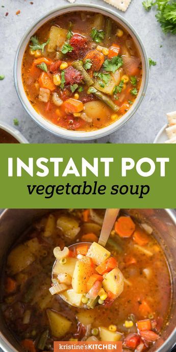 Instapot Soup Recipes, Instant Pot Vegetable Soup, Homemade Vegetable Soup, Easy Vegetable Soup, Healthy Instant Pot, Vegetable Soup Healthy, Vegetable Soup Recipe, Vegetarian Instant Pot, Pot Recipes Healthy