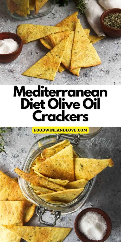 Mediterranean Diet Olive Oil Crackers, a simple homemade snack cracker recipe that is friendly to the Mediterranean diet. Medditeranean Diet Appetizers, Mediterranean Diet Homemade Bread, Mediterranean Recipes Low Carb, Mediterranean Diet Breads, Low Calorie Crackers Recipe, Mediterranean Diet Crackers, Mediterranean Diet Recipes Dips, Mediterranean Diet Recipes No Seafood, Medeteranian Diet Snacks